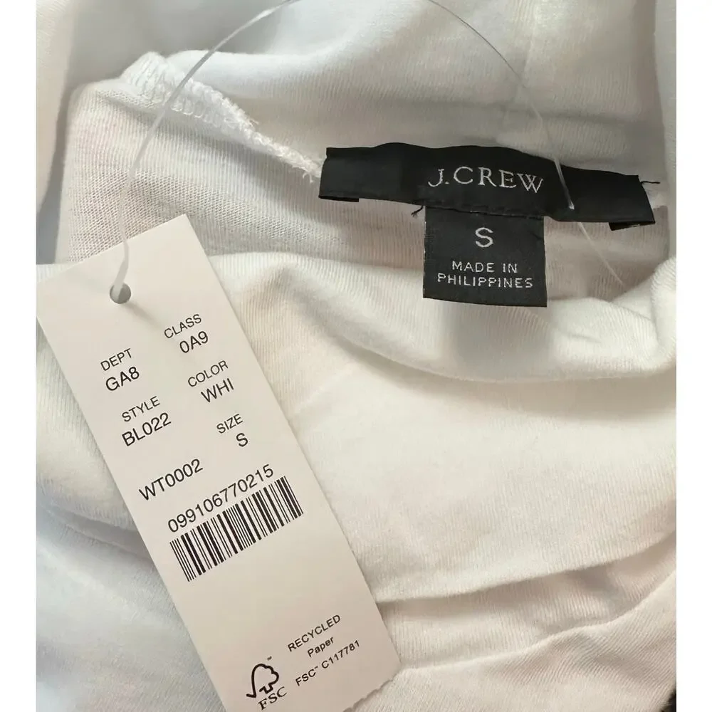NWT J. Crew Tissue Turtleneck Top White Long Sleeve Lightweight Classic Size S - Picture 12 of 13